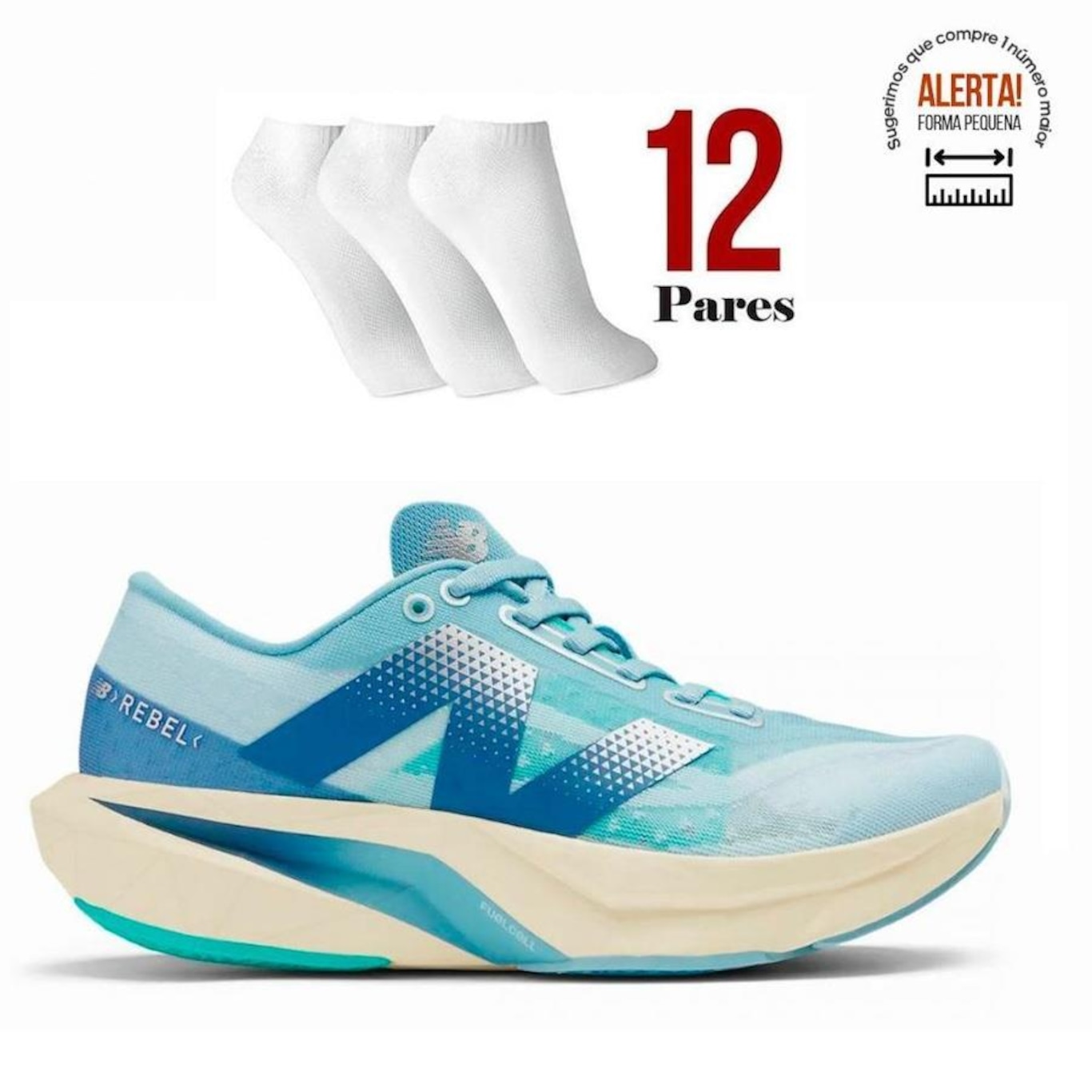 Tenis New Balance Fuelcell Rebel V4 + 12 Pares de Meias - Feminino - Foto 1