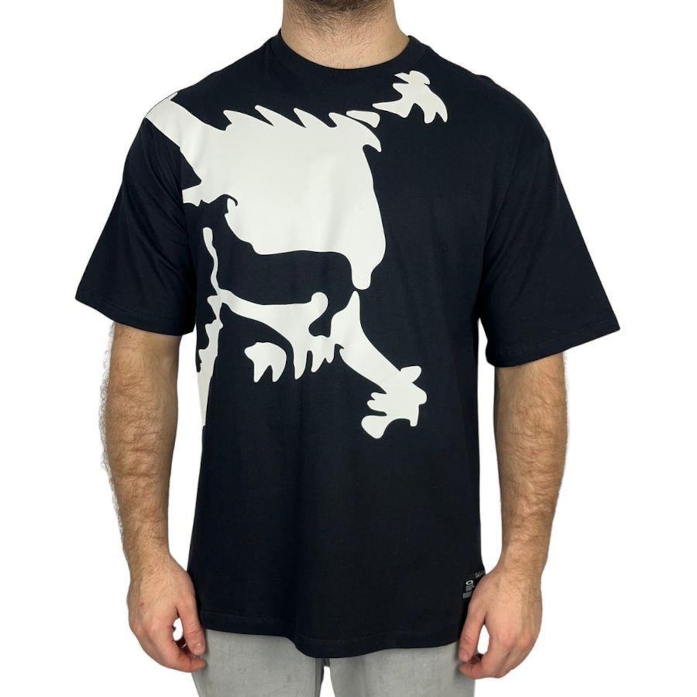 Camiseta Oakley Iconic Skull Tee Blackout - Masculina - Foto 1