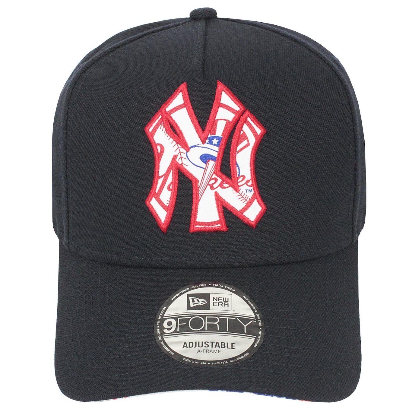 Boné Aba Curva New Era 9Forty A-Frame Mlb New York Yankees World Of Logos Navy - Snapback - Adulto - Foto 2