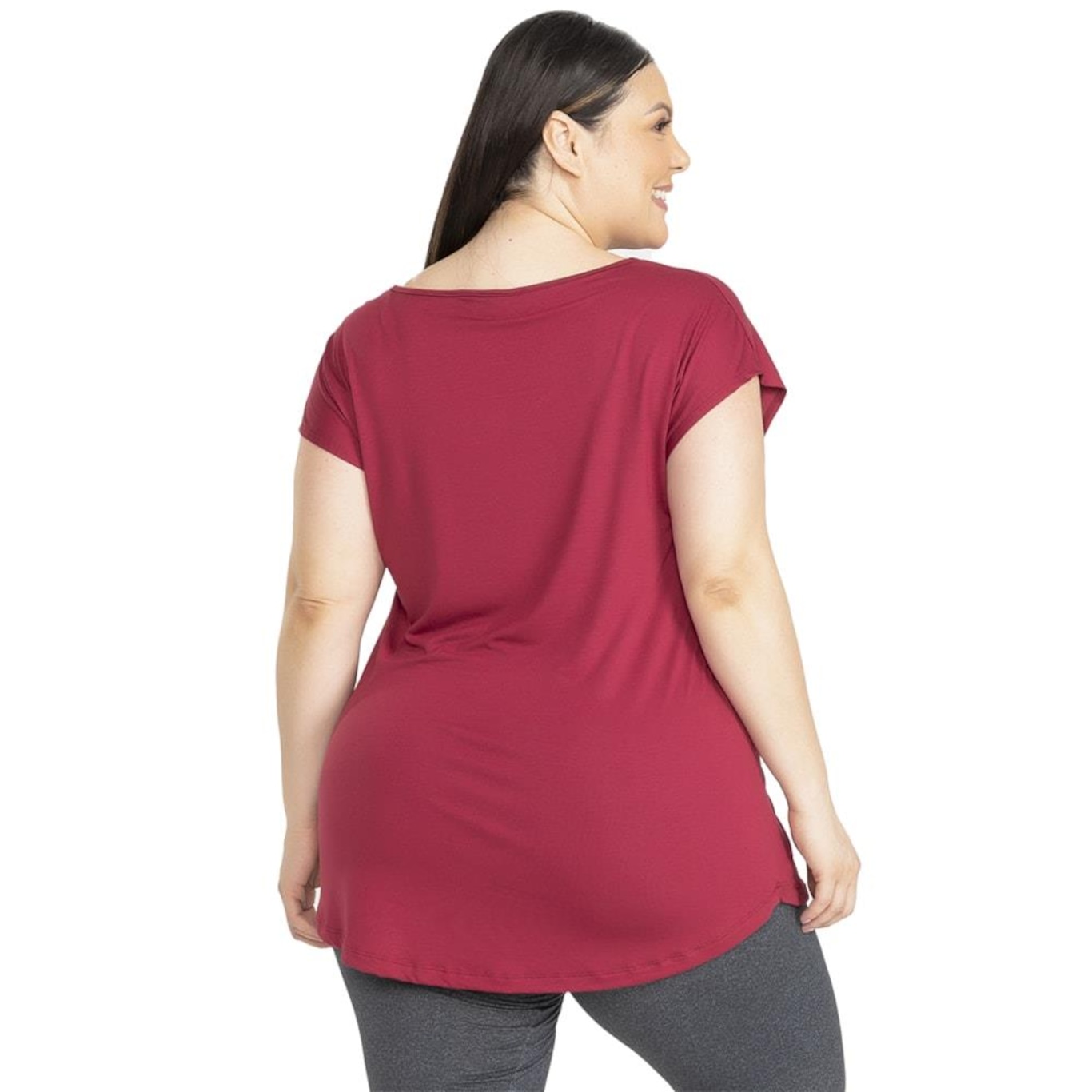 Camiseta Trinys Fluidity Essential A-874 Plus Size Bordô Feminina - Foto 2