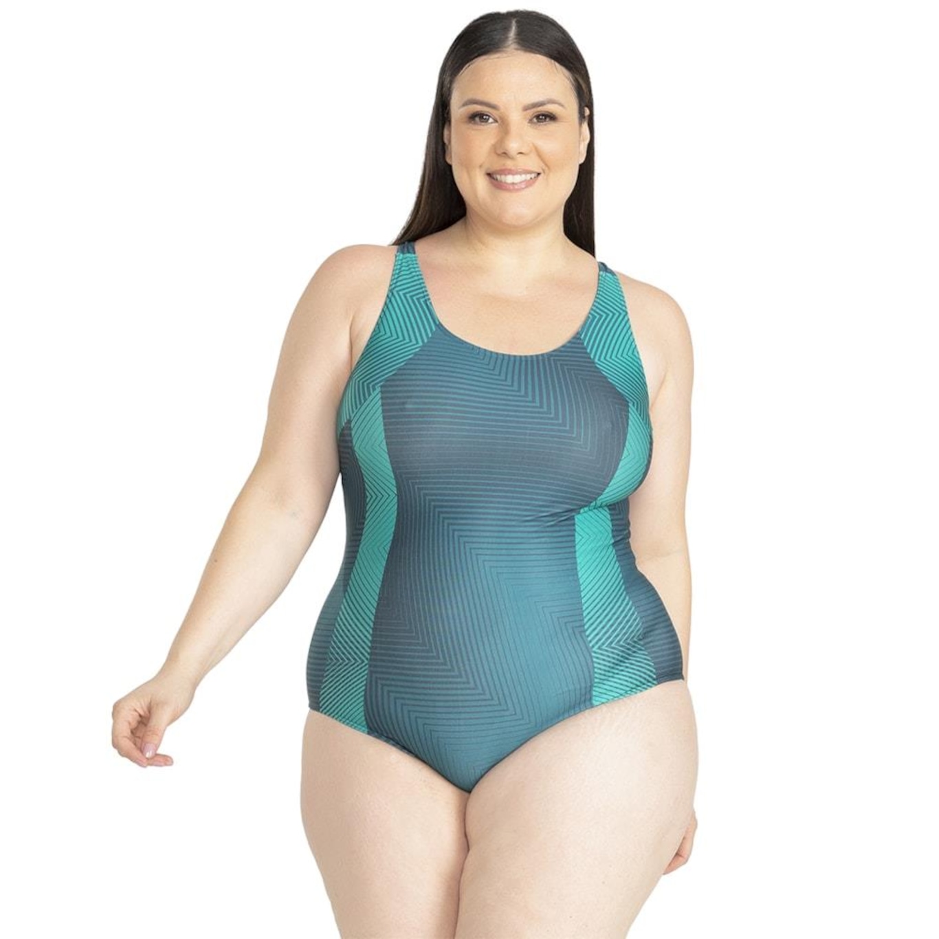 Maiô Natação Trinys Estampado 3556 Plus Size - Feminino - Foto 1