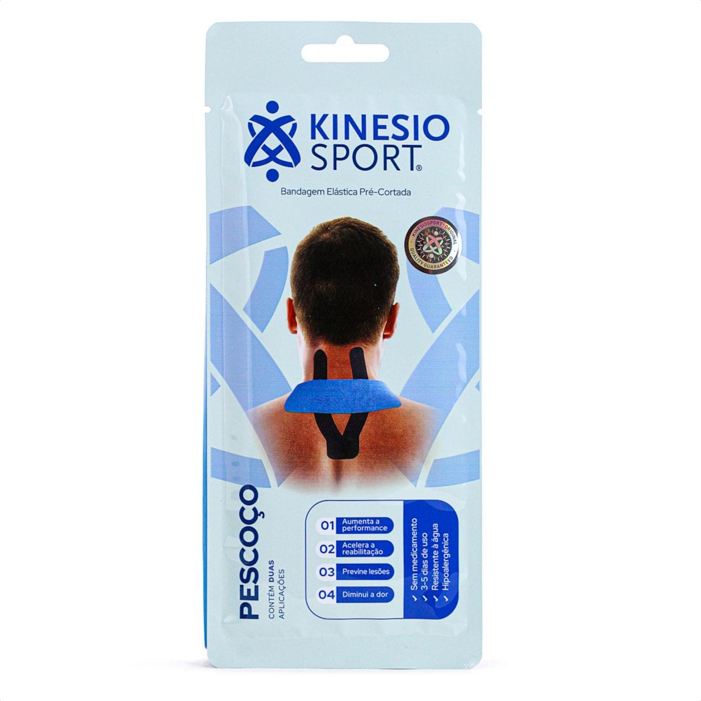 Bandagem Elastica Adesiva Kinesiosport Pré-Cortada Pescoço 25Cm e 15Cm - Unissex - Foto 1