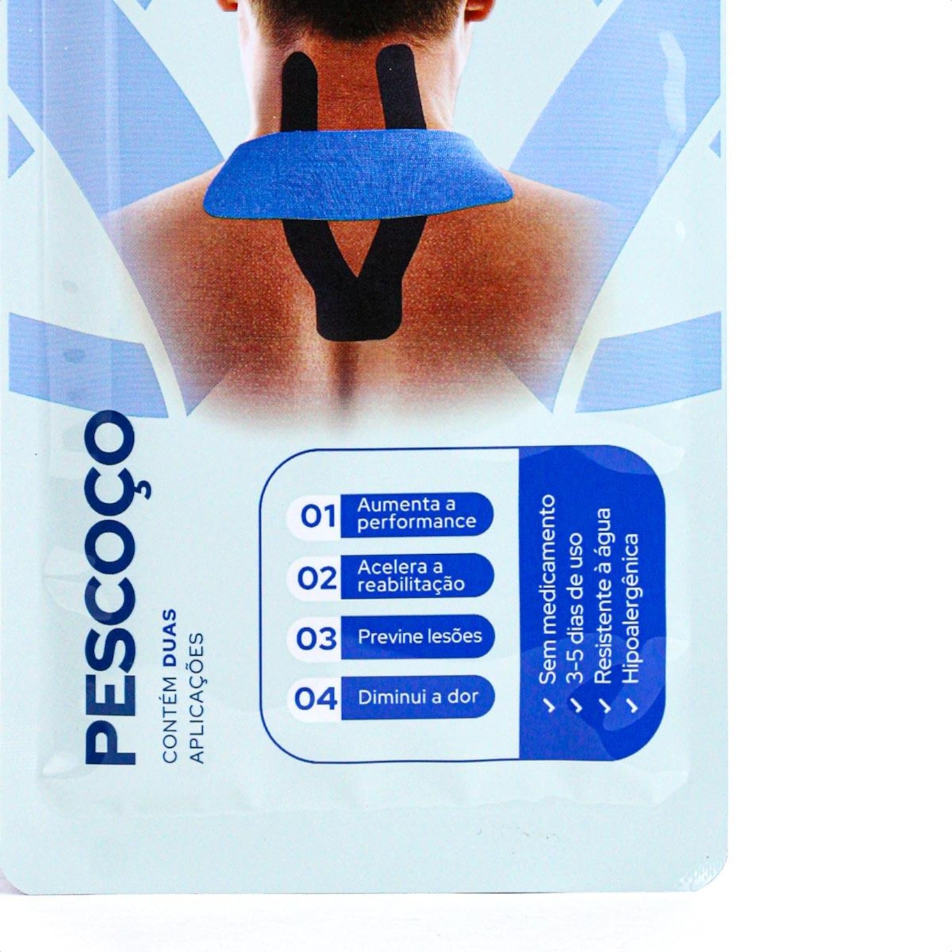 Bandagem Elastica Adesiva Kinesiosport Pré-Cortada Pescoço 25Cm e 15Cm - Unissex - Foto 2