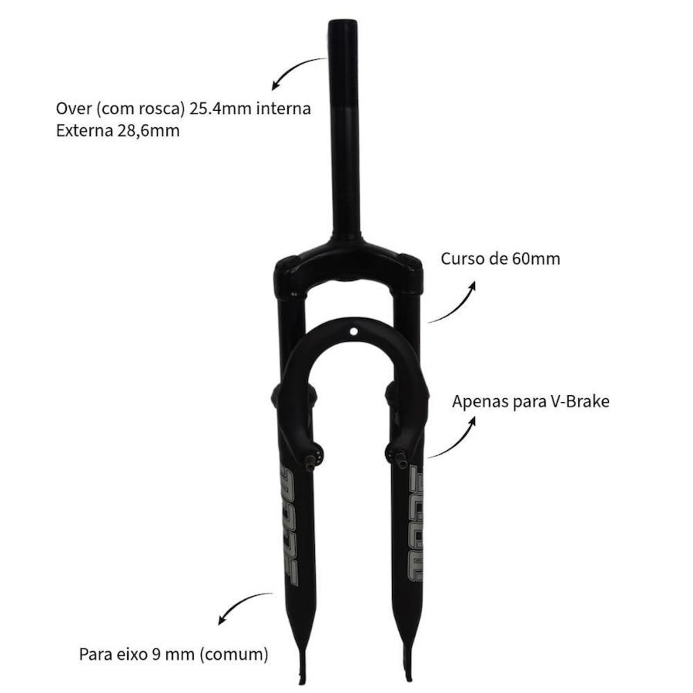 Garfo Suspensão Amortecedor para Bike Mode Aro 26  V-Brake 25,4mm - Foto 2