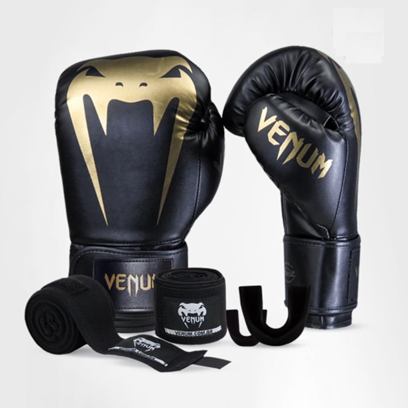 Kit Boxe Muay Thai Venum Luvas + Bandagem + Bucal Giant Logo - Foto 1