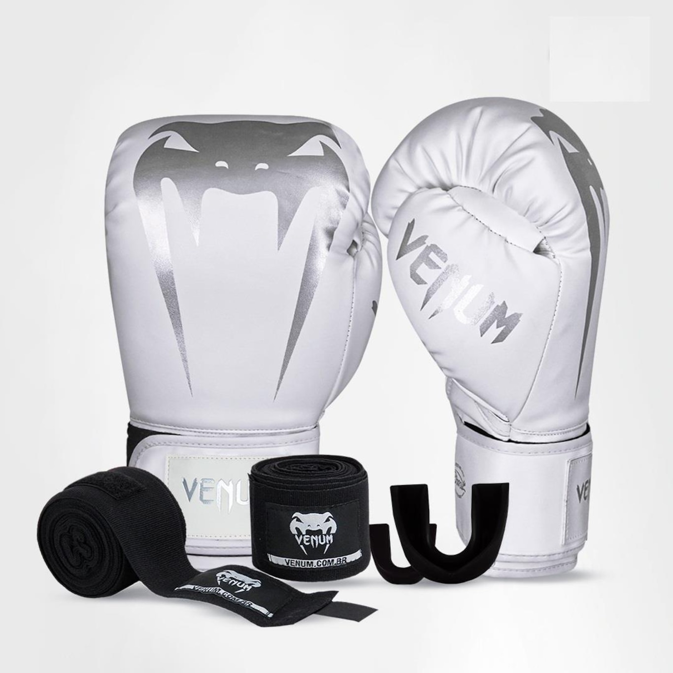 Kit Boxe Muay Thai Venum Luvas + Bandagem + Bucal Giant Logo - Foto 1