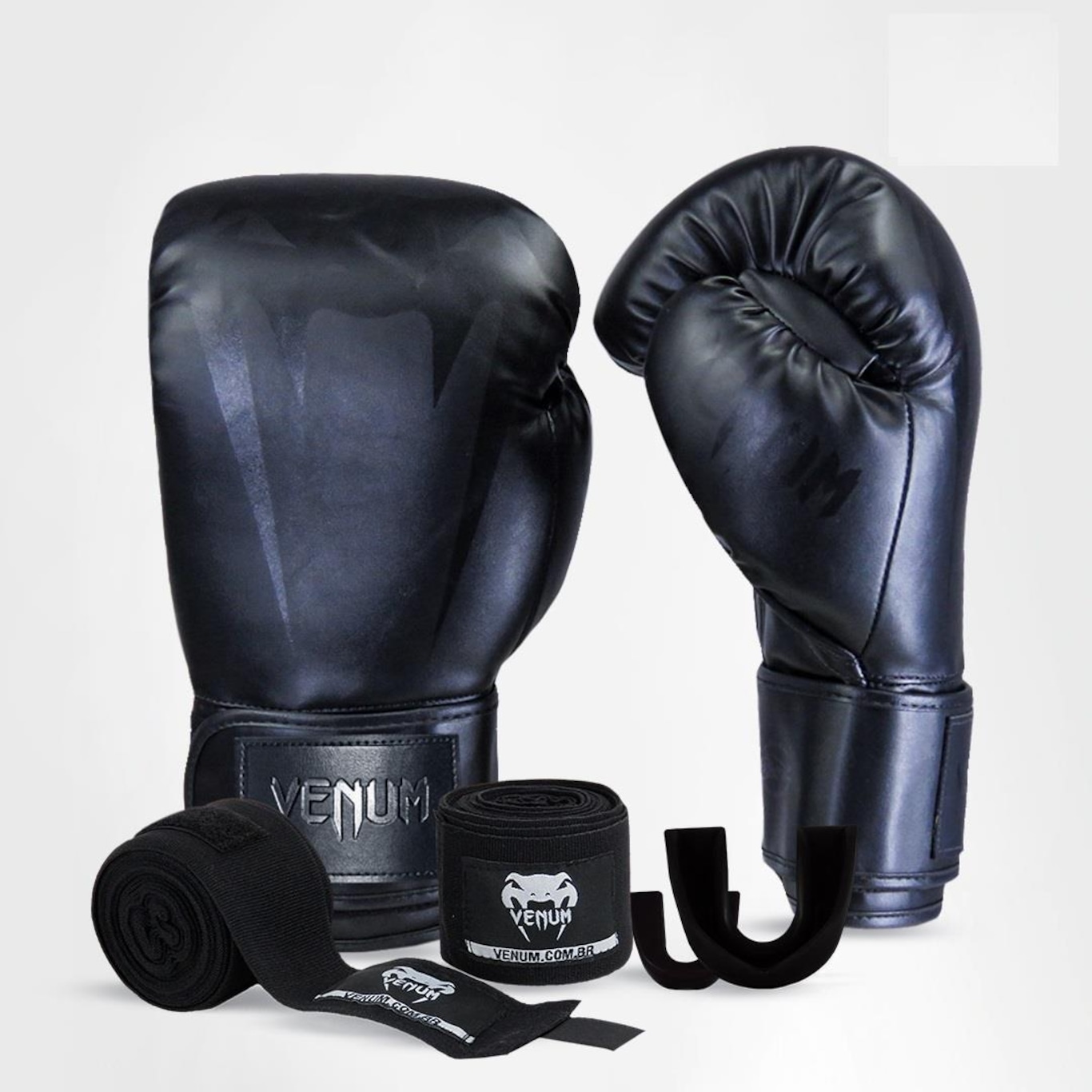 Kit Boxe Muay Thai Venum Luvas + Bandagem + Bucal Giant Logo - Foto 1