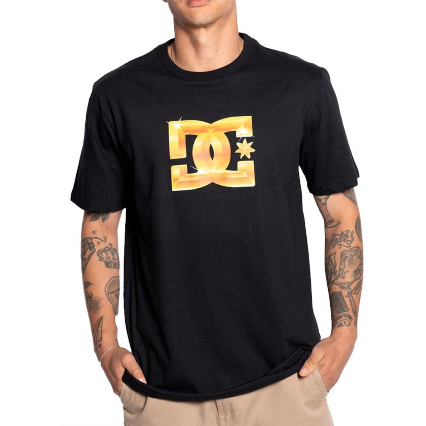 Camiseta Dc Shoes Dc Star Chrome Gold -  Masculina - Foto 1