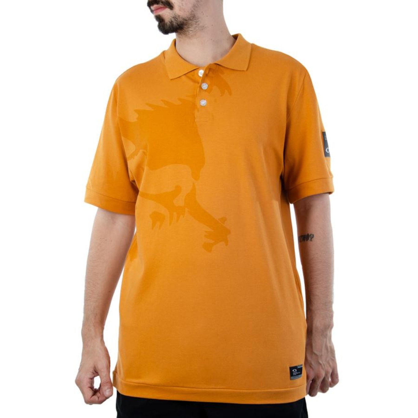 Camiseta Oakley Polo Masculina Iconic Gold - Masculina - Foto 1