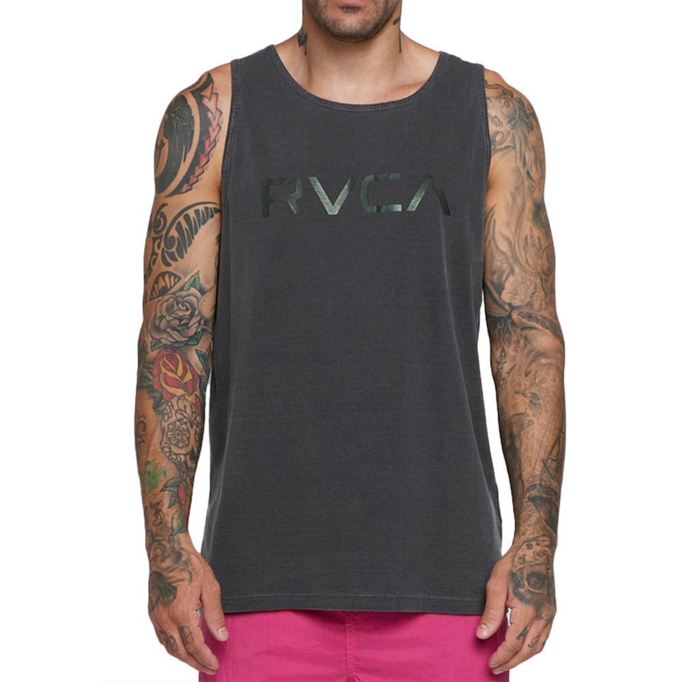 Camiseta Regata RVCA Big Stone Sl Masculina - Foto 1