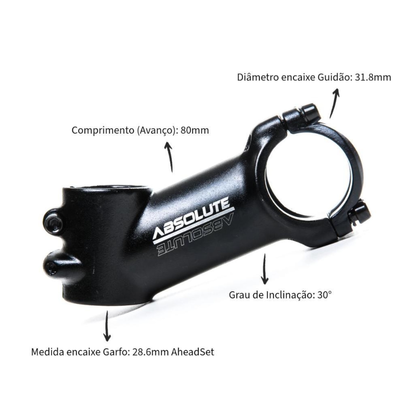 Mesa para Guidão Bike Aheadset 31.8Mm 30° Absolute 80mm - Foto 2