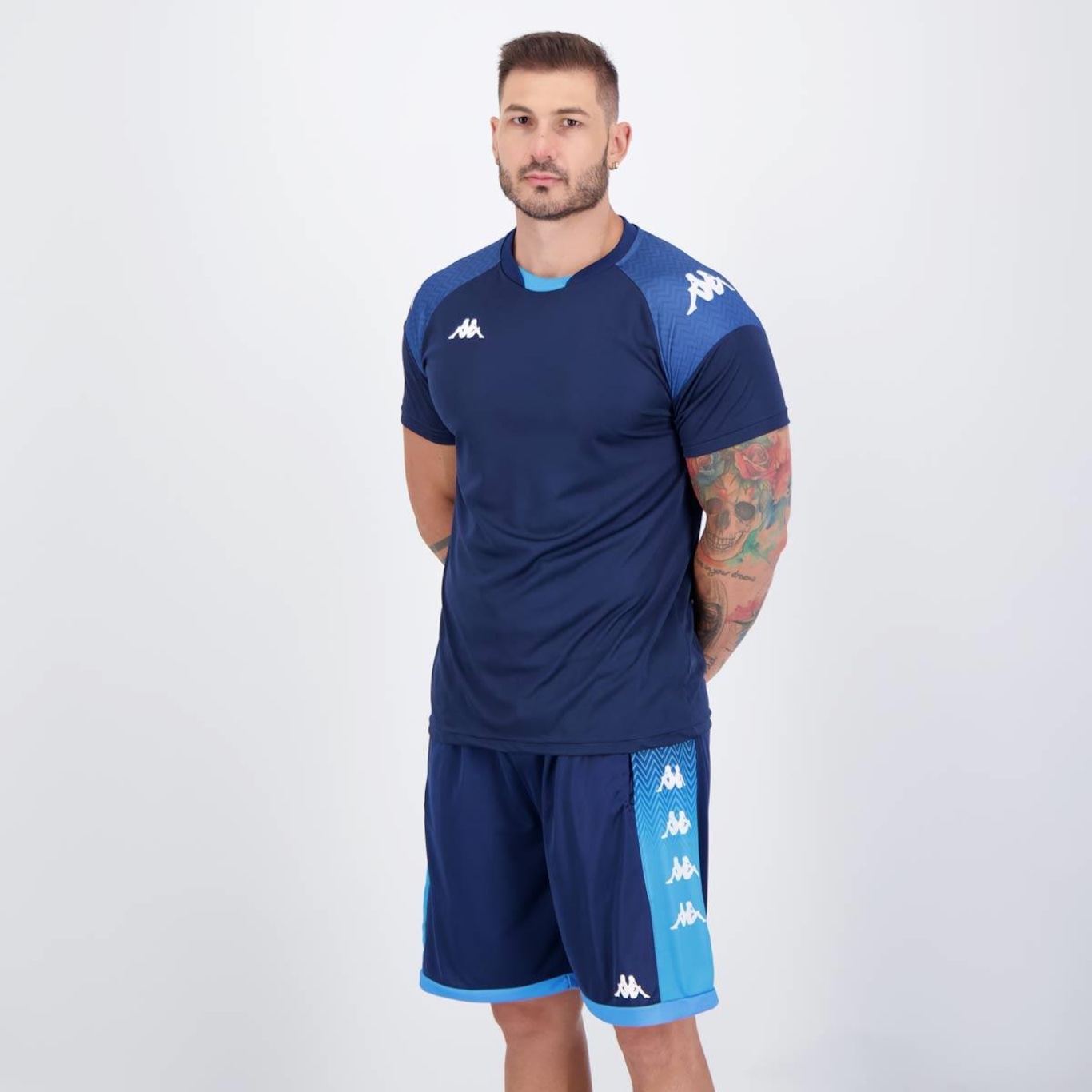 Kit Camiseta Kappa Sammy + Bermuda Mello Masculina - Foto 4