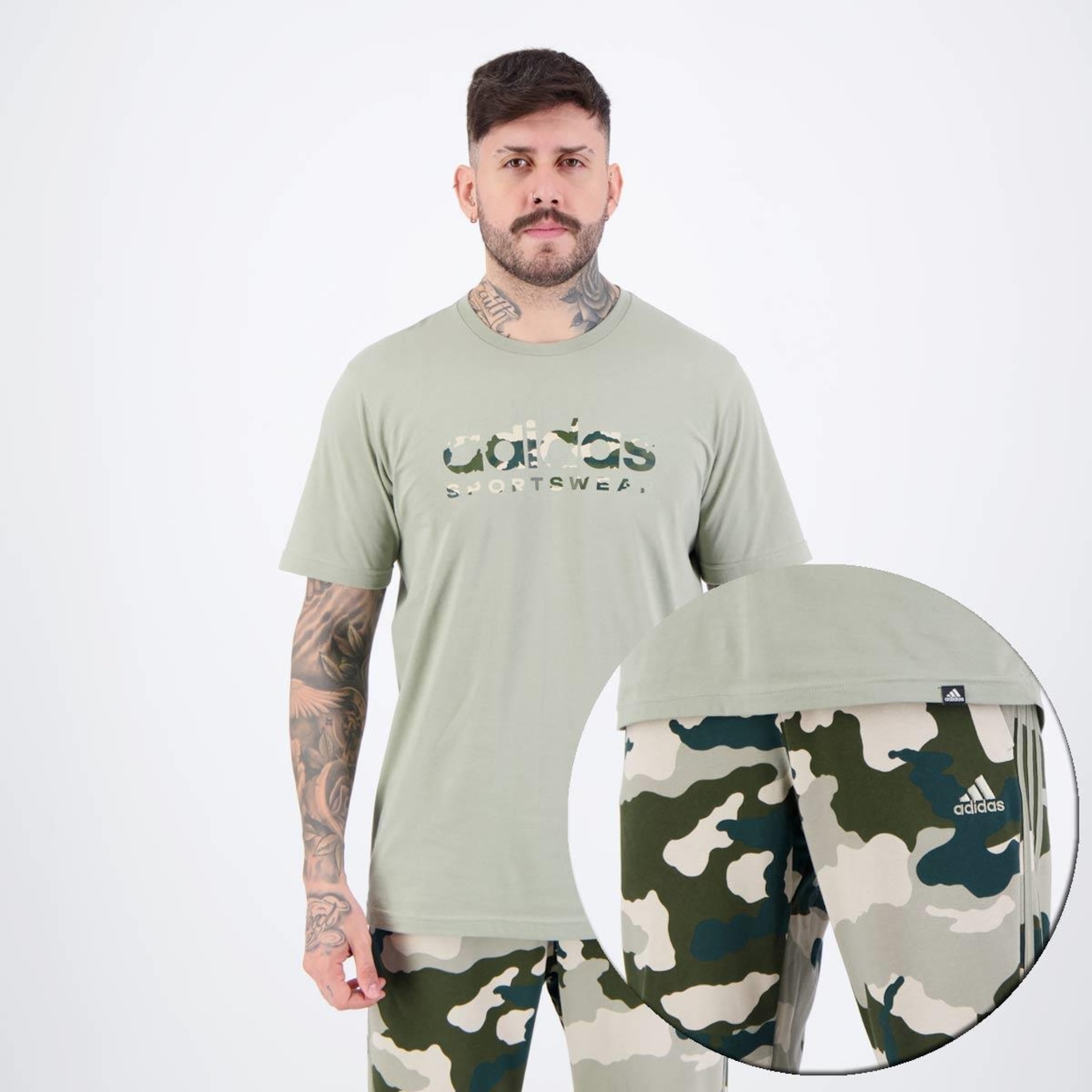 Kit adidas Camiseta + Calça Camo - Masculina - Foto 1