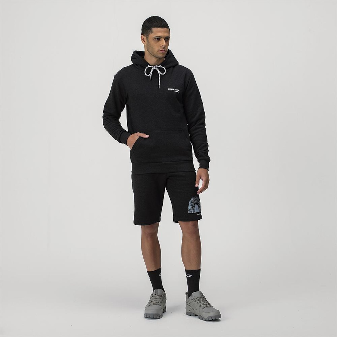 Blusão de Moletom com Capuz Oakley Bunker Hoodie Blackout - Masculino - Foto 3