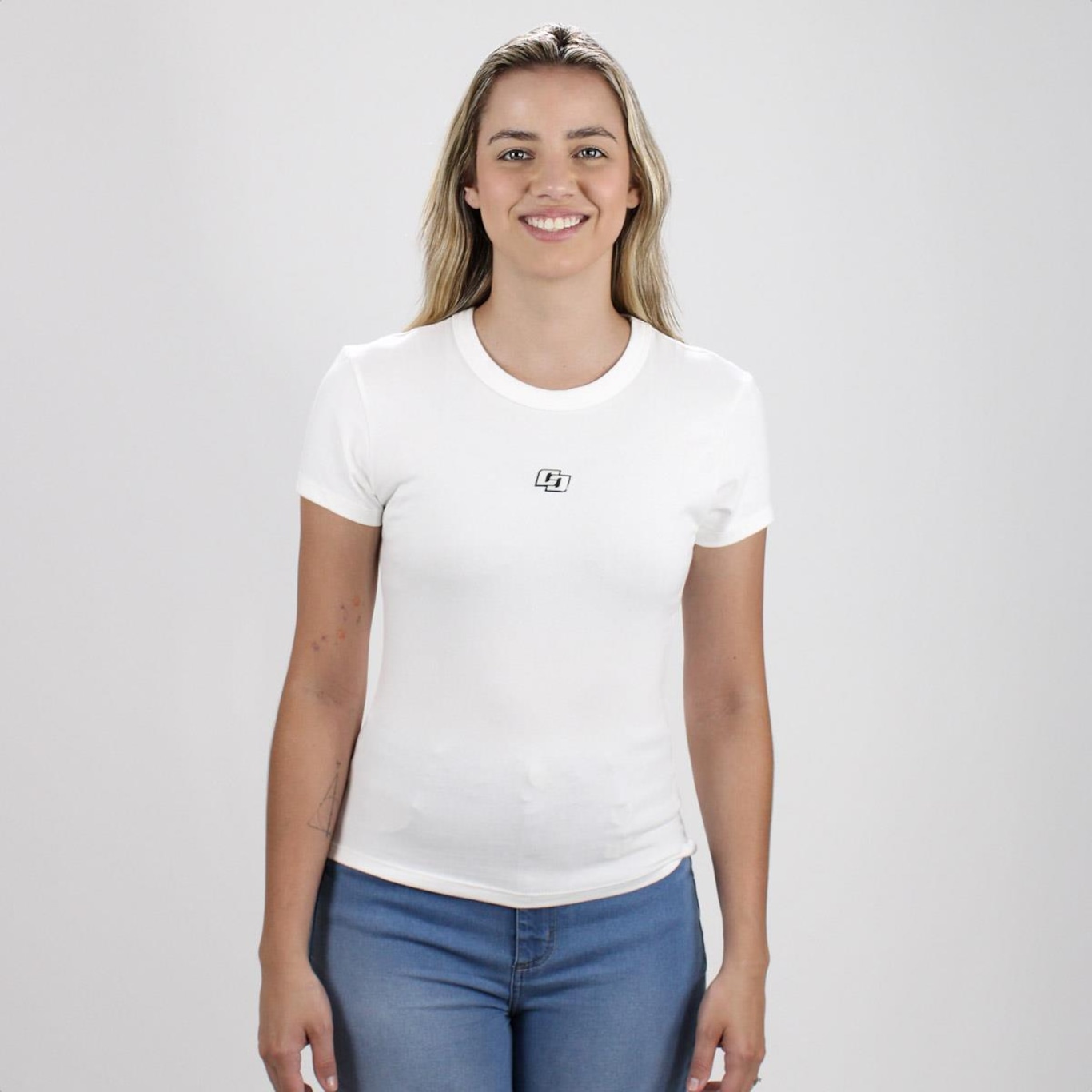 Camiseta Colcci Duplo C Off White - Feminina - Foto 1