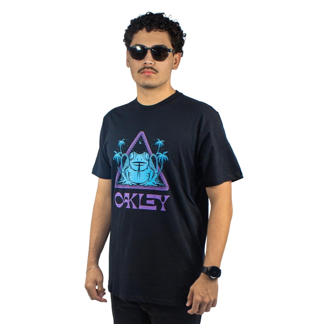 Camiseta Oakley Masculina Psy Frog Triangle Print Tee - Masculino - Foto 1