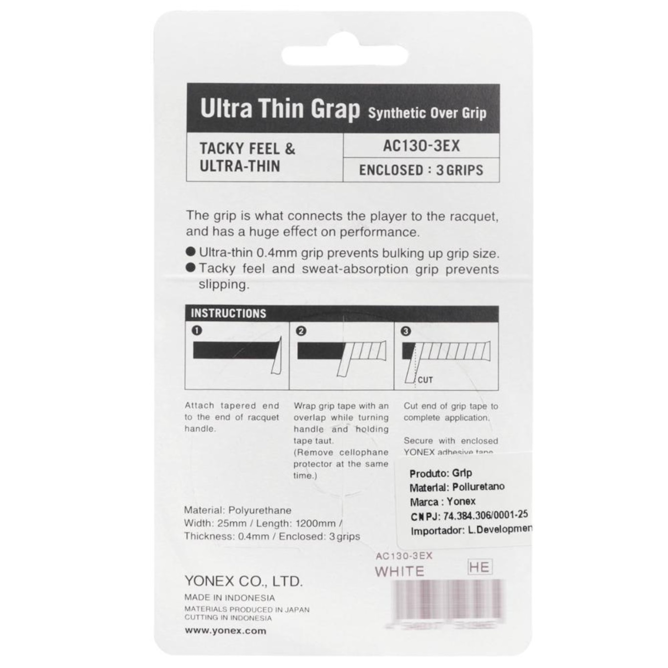 Overgrip Yonex Ultra Thin Grap 0.4Mm Cartela - 03 Unidades - Foto 4