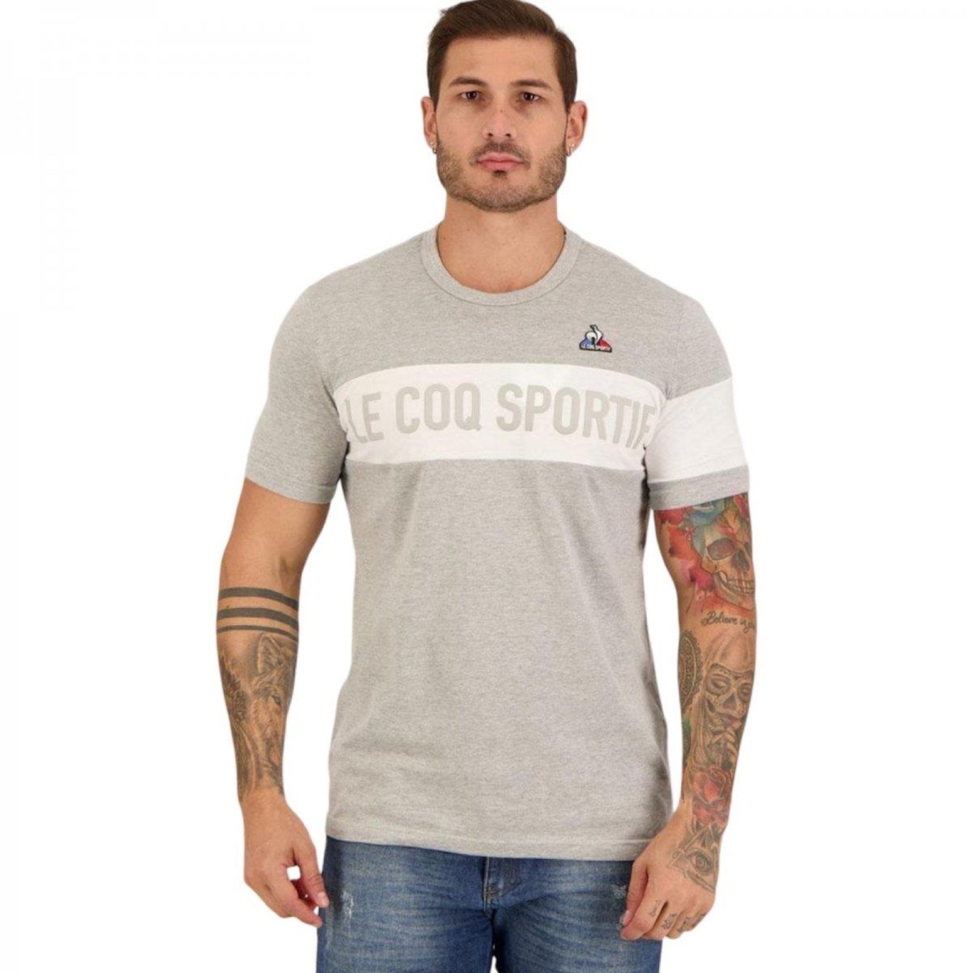 Camiseta Le Coq Sportif N 2 Gris Clair Masculina - Foto 1