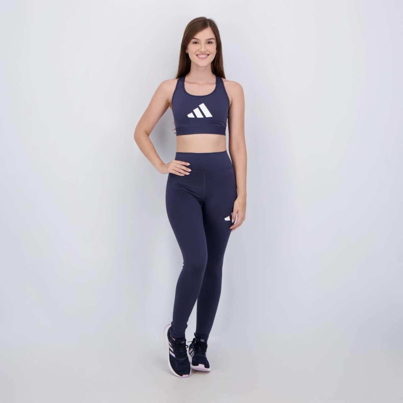 Kit Top adidas Powerreact BL + Calça Legging Versality Feminino - Foto 2