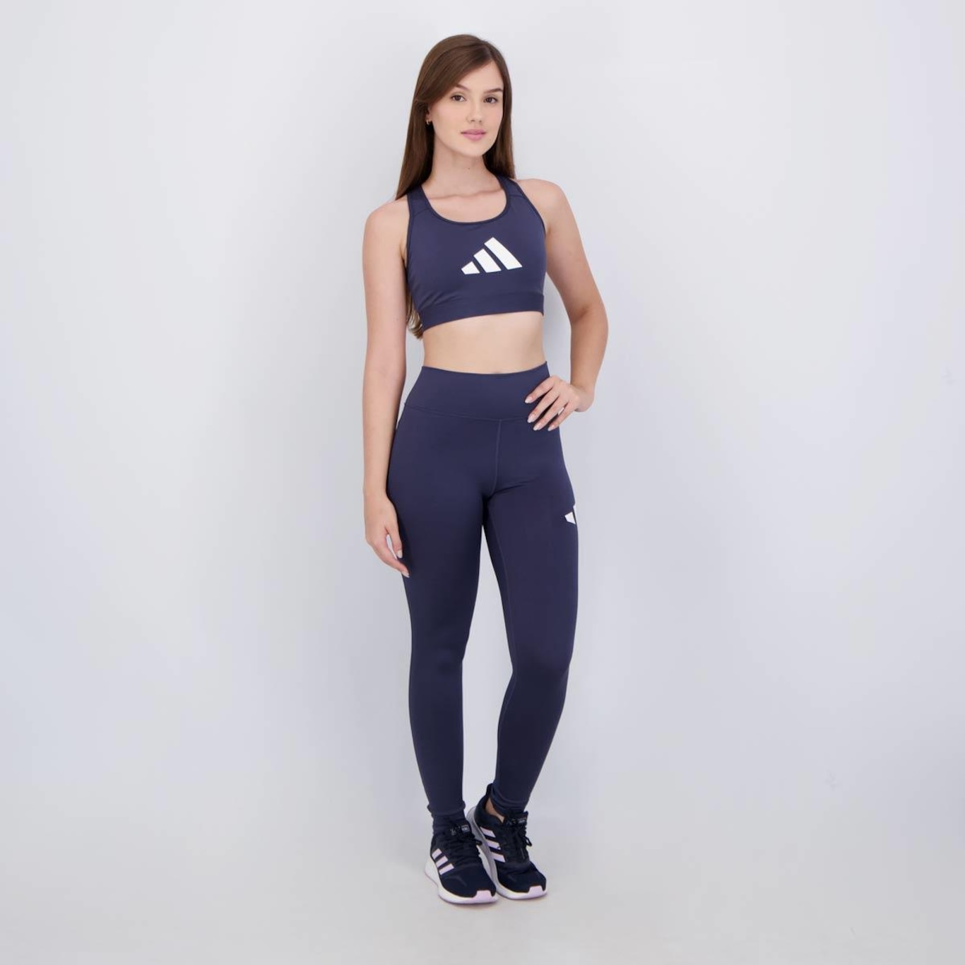 Kit Top adidas Powerreact BL + Calça Legging Versality Feminino - Foto 3