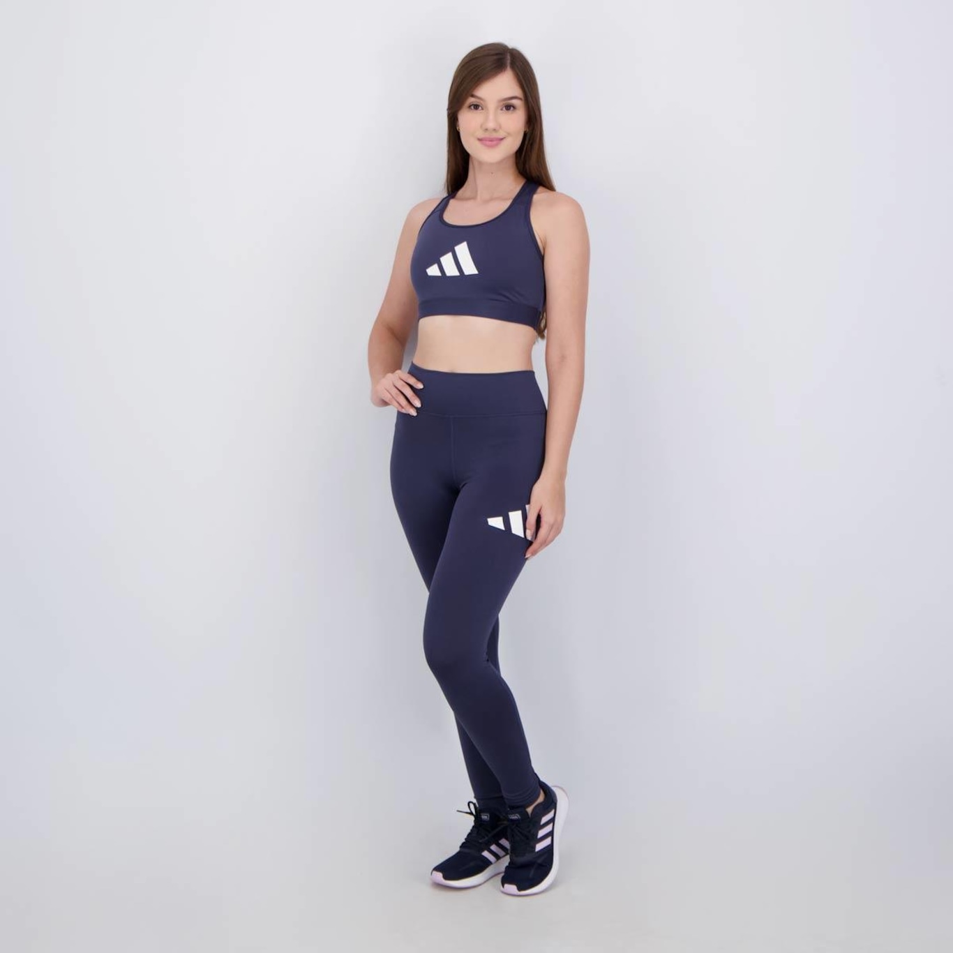 Kit Top adidas Powerreact BL + Calça Legging Versality Feminino - Foto 4