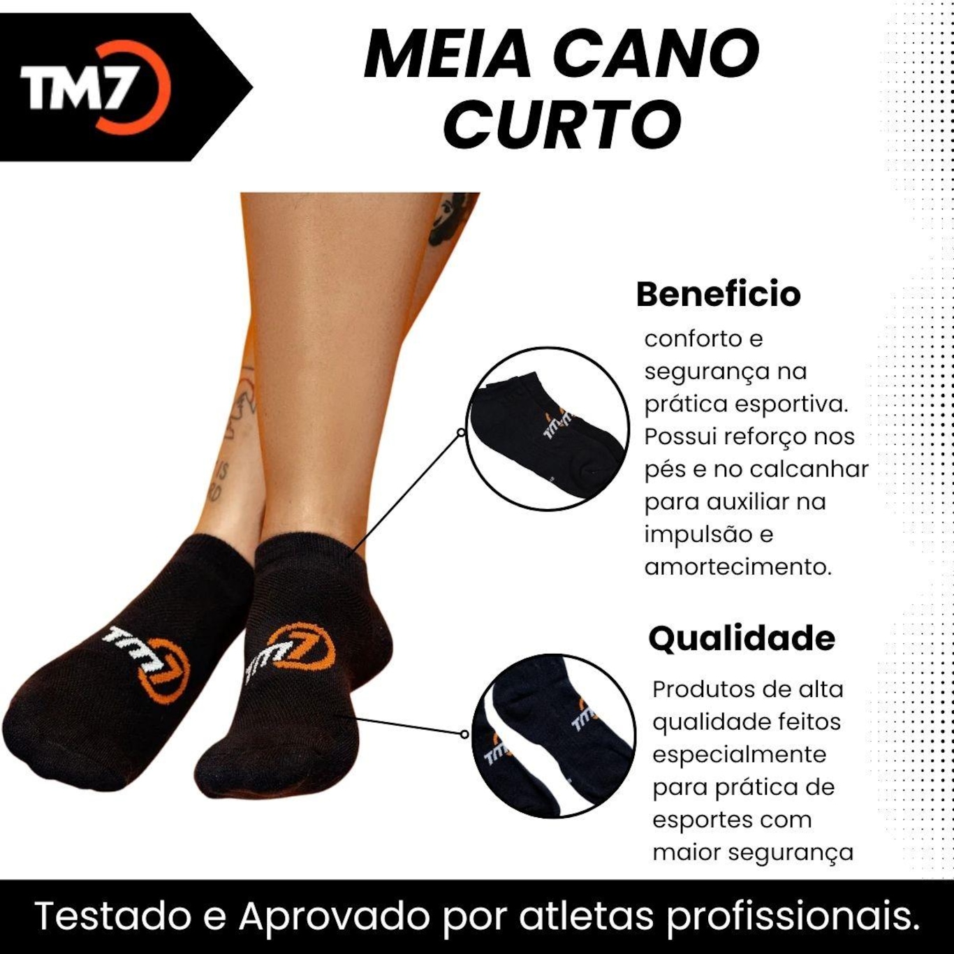 Kit Joelheira + Manguito Curto + Meia Curto Tm7 Vôlei Profissional - Adulto - Foto 4