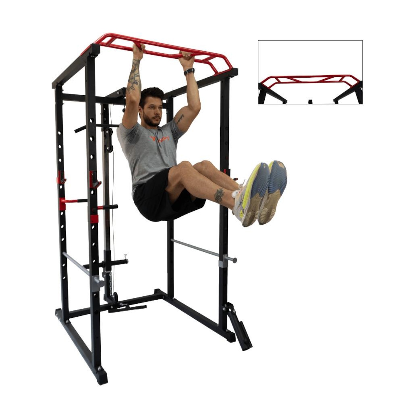 Power Rack Gaiola Yangfit com Mono Cross Landmine e Escada - Foto 4