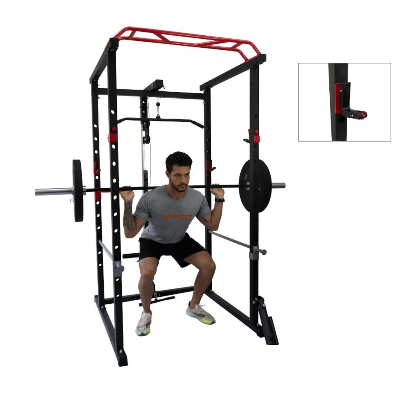 Power Rack Gaiola Yangfit com Mono Cross Landmine e Escada - Foto 5