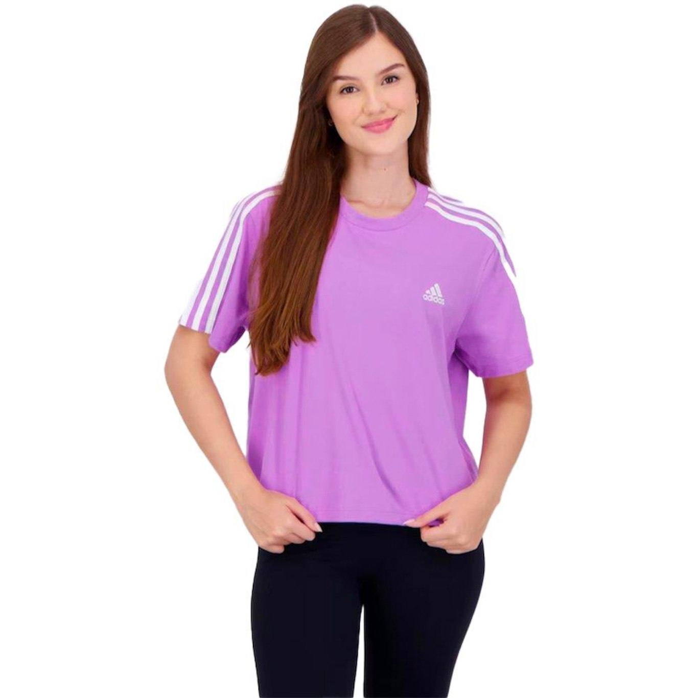 Blusa Cropped adidas 3 Stripes - Feminina - Foto 1