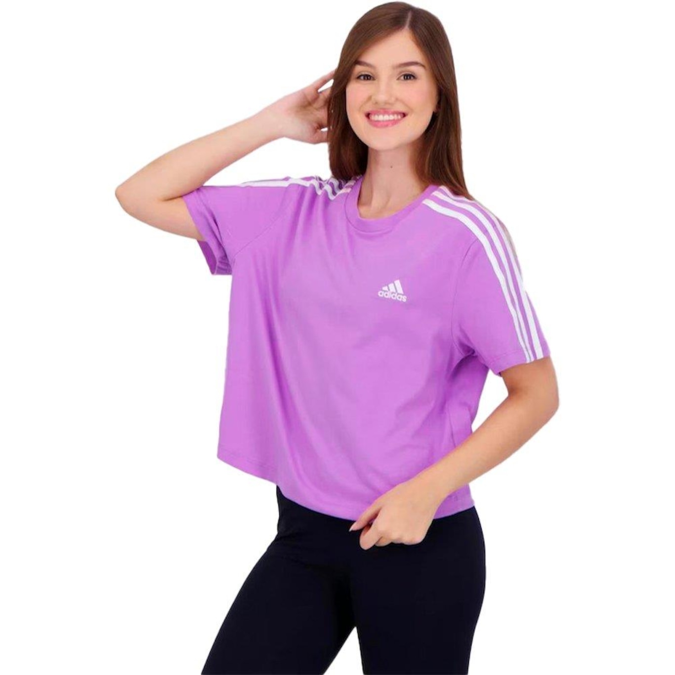 Blusa Cropped adidas 3 Stripes - Feminina - Foto 3