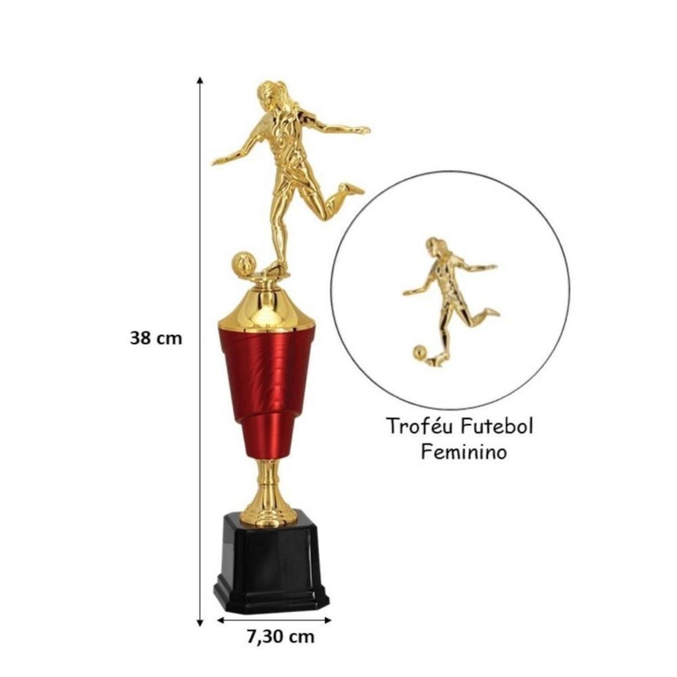 Troféu Vitória Vencedor 502253 Futebol Feminino 38 Cm - Foto 2