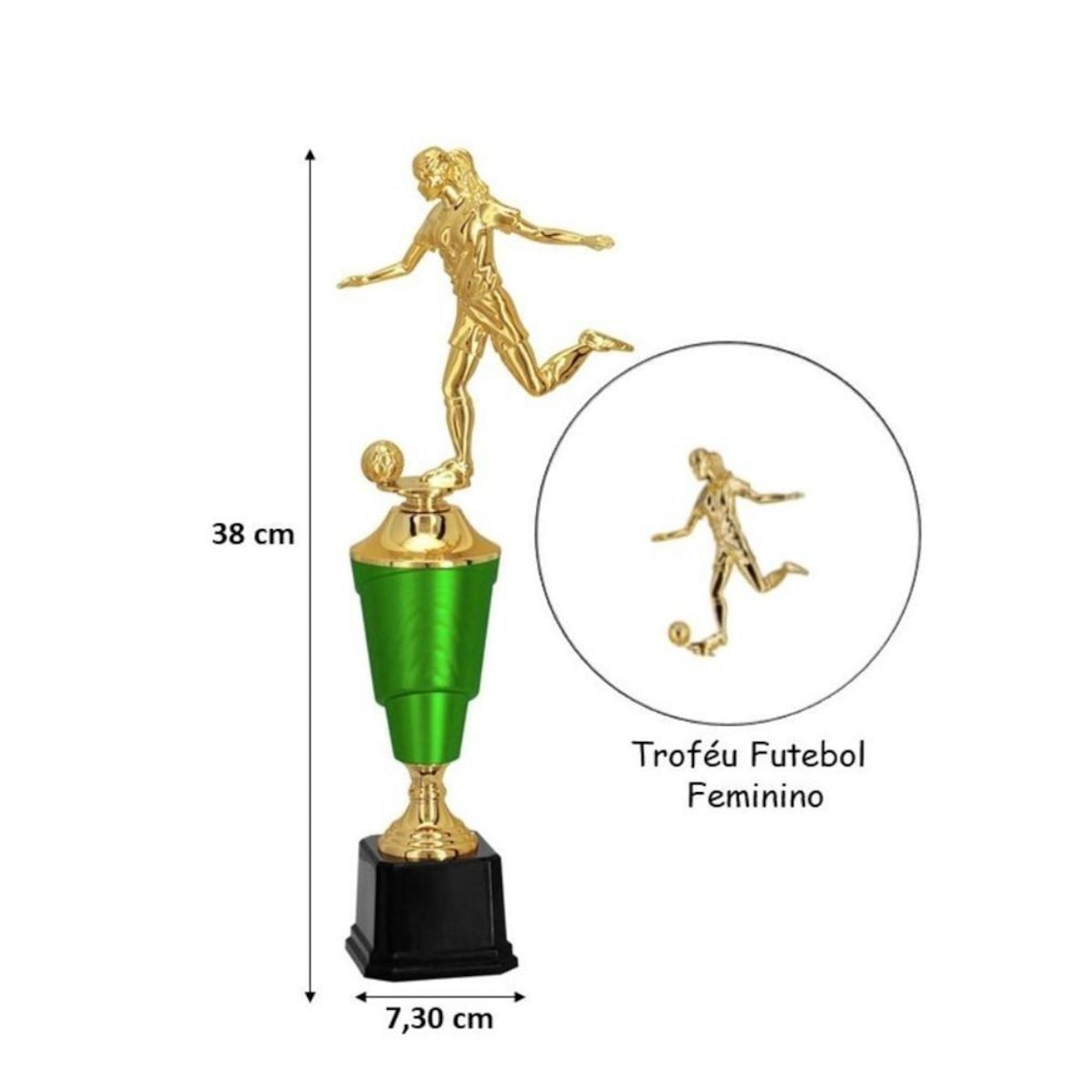 Troféu Vitória Vencedor 502253 Futebol Feminino 38 Cm - Foto 2