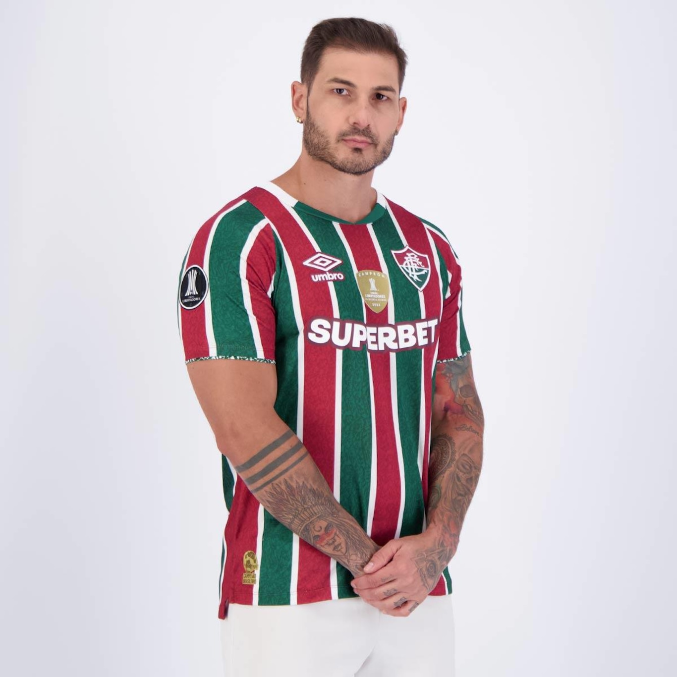 Camisa do Fluminense I 2024 Umbro Jogador com Patrocínio e Patch Libertadores - Masculina - Foto 2