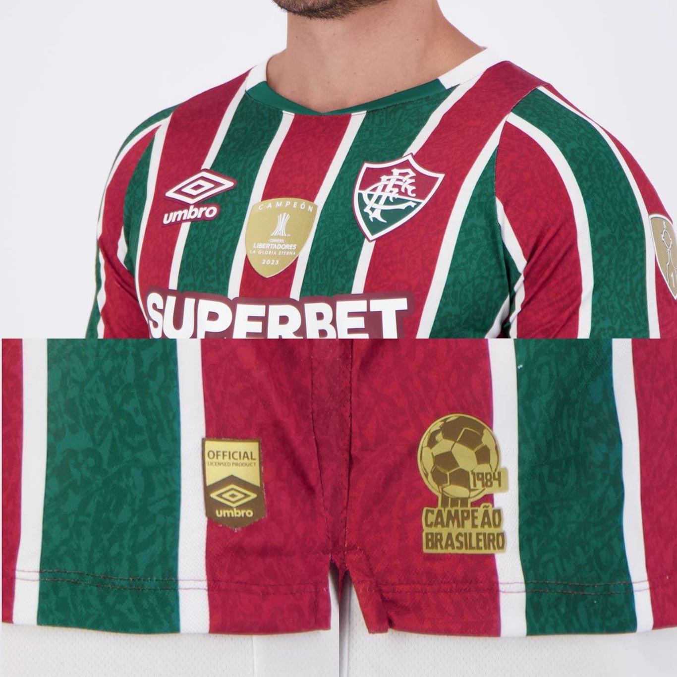 Camisa do Fluminense I 2024 Umbro Jogador com Patrocínio e Patch Libertadores - Masculina - Foto 5