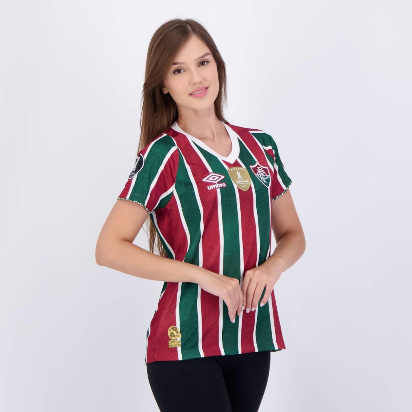 Camisa do Fluminense I 2024 Umbro Patch Libertadores - Feminina - Foto 2