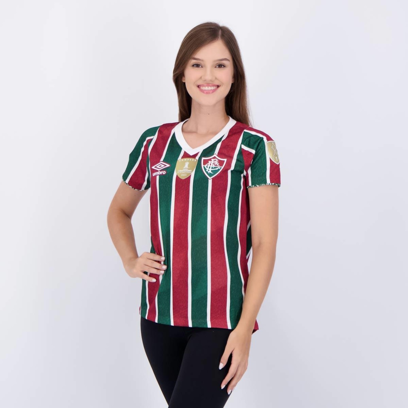 Camisa do Fluminense I 2024 Umbro Patch Libertadores - Feminina - Foto 3