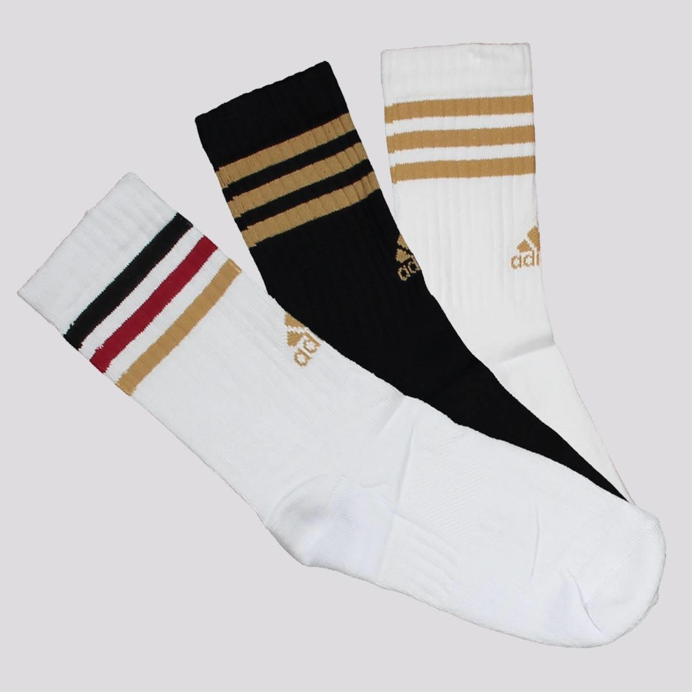 Kit Meiass adidas 3 Listras 3 Pares Cano Alto Adulto - Foto 1