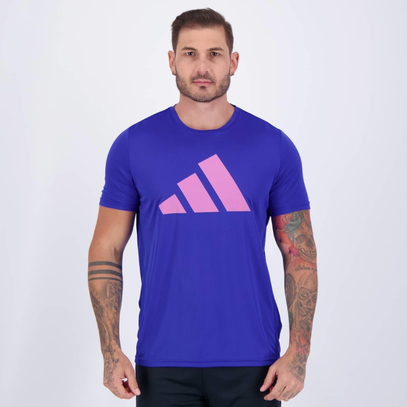 Camiseta adidas Run It Azul e Rosa - Foto 1