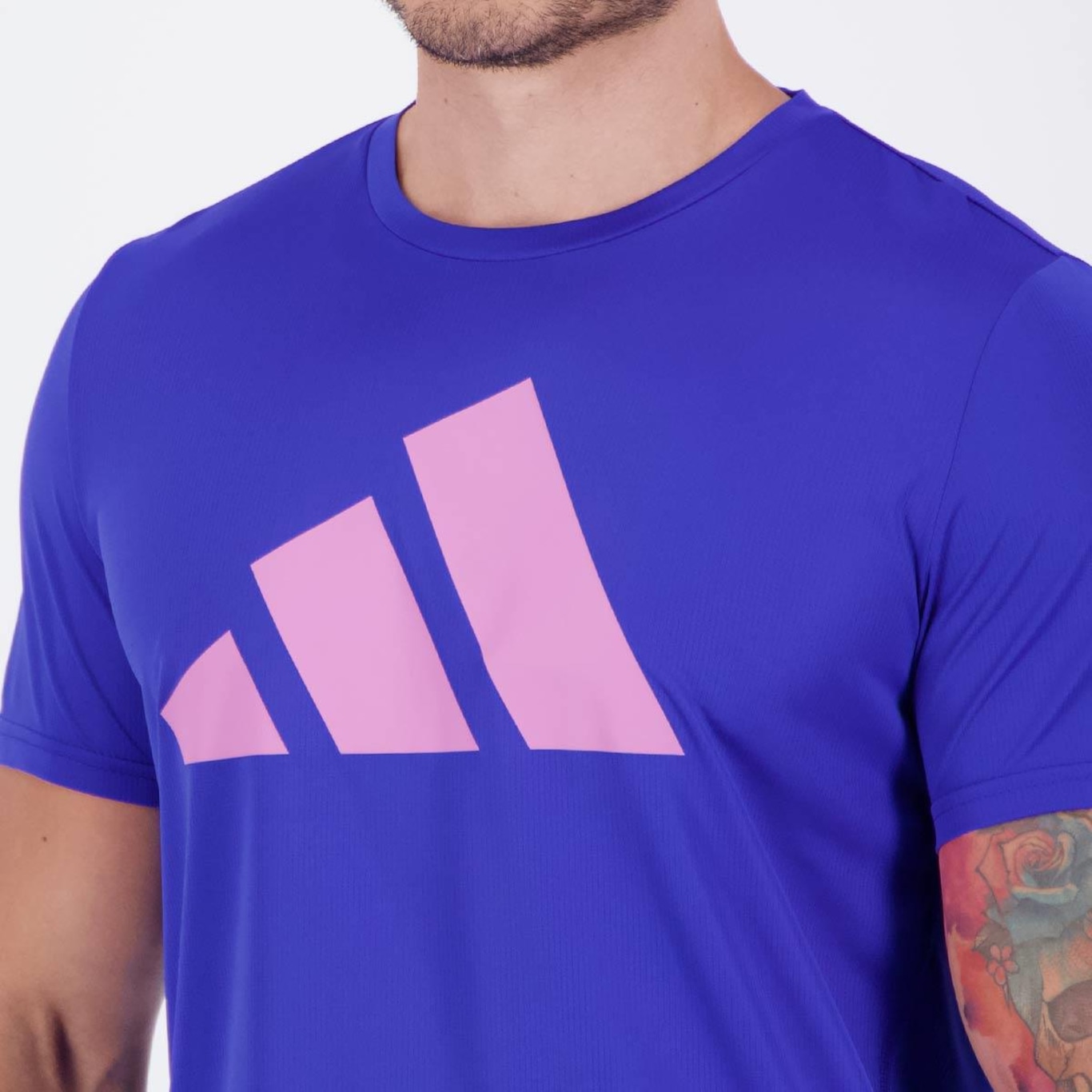 Camiseta adidas Run It Azul e Rosa - Foto 5