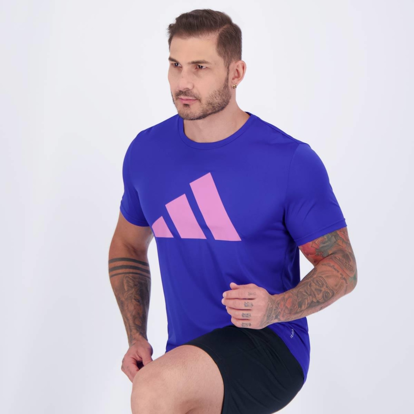 Camiseta adidas Run It Azul e Rosa - Foto 6