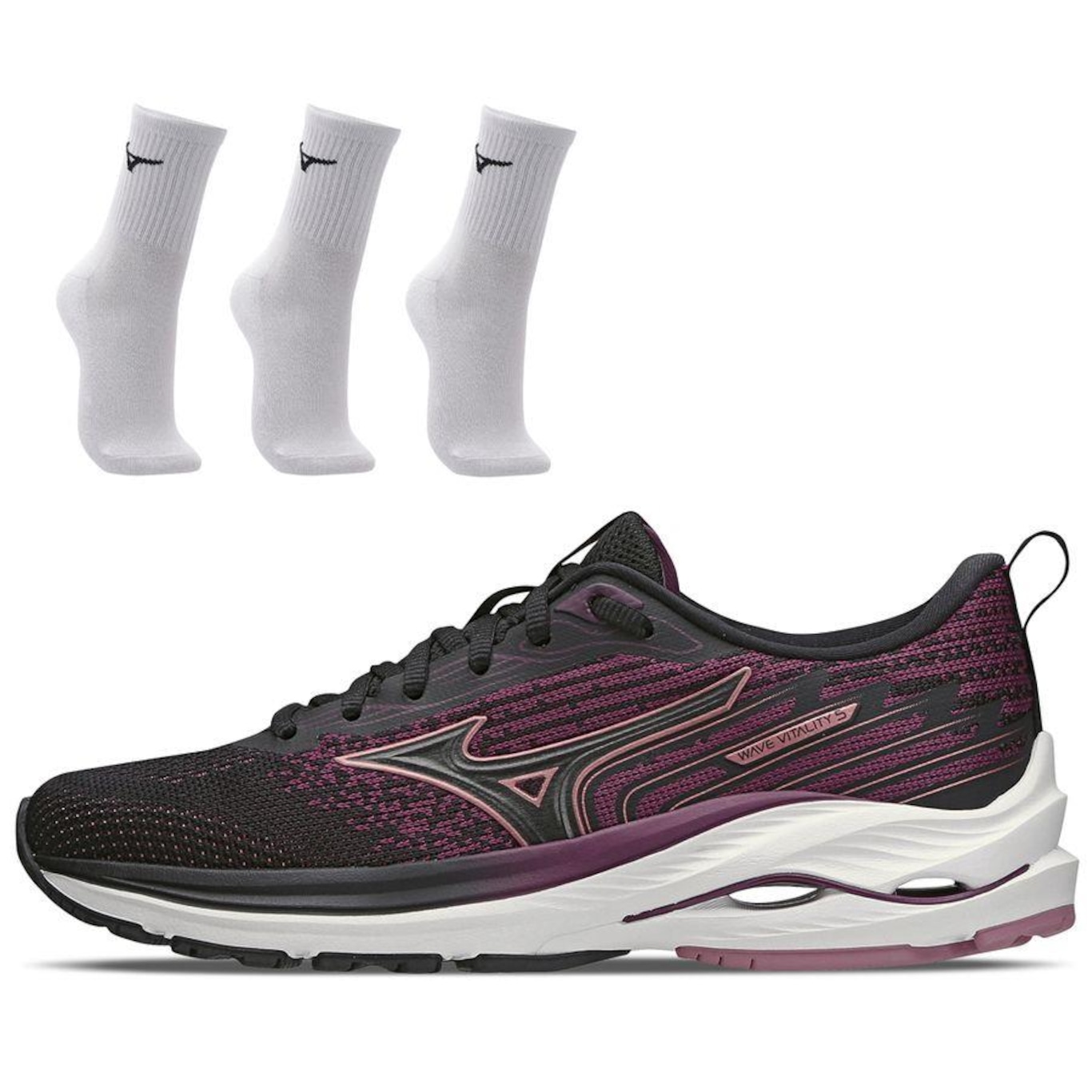 Tênis Mizuno Wave Vitality 5 + 3 Pares de Meia Cano Médio - Feminino - Foto 1