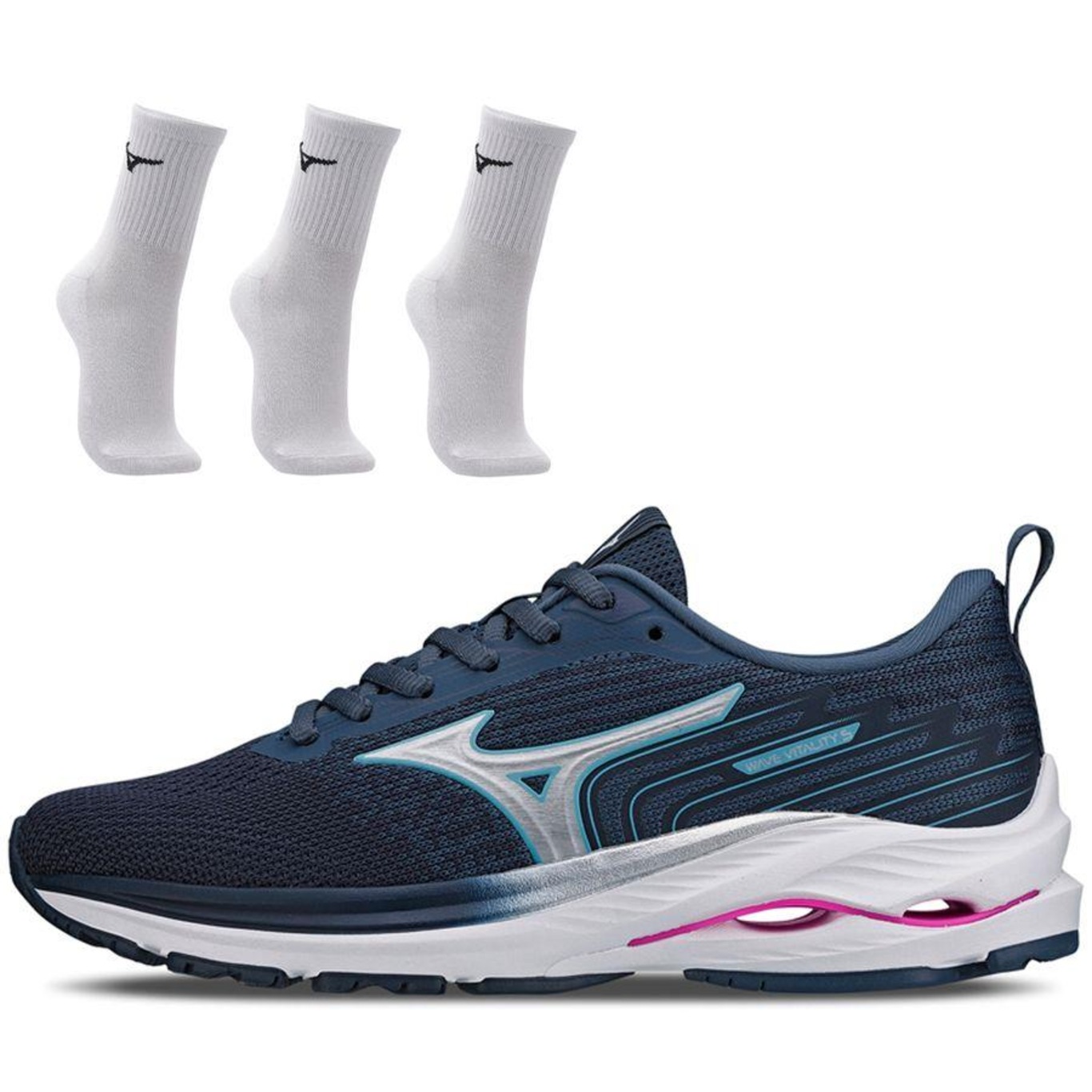 Tênis Mizuno Wave Vitality 5 + 3 Pares de Meia Cano Médio - Feminino - Foto 1