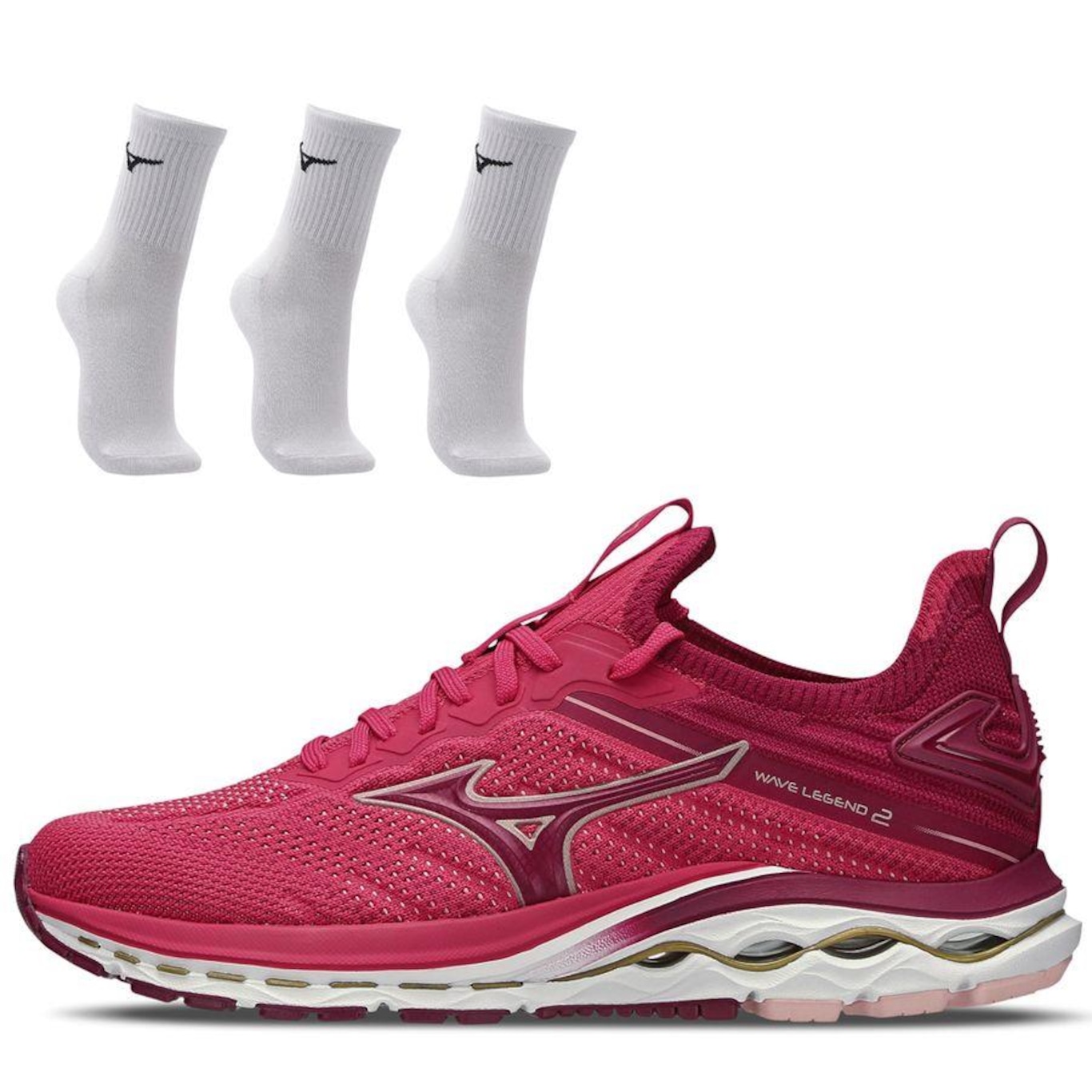 Tênis Mizuno Wave Legend 2 + 3 Pares de Meia Cano Médio - Feminino - Foto 1