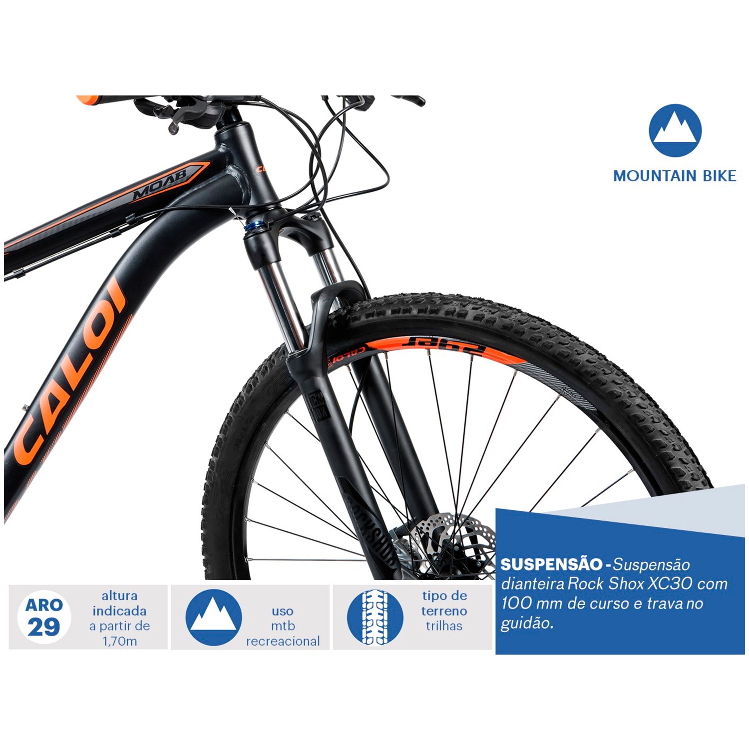 Mountain Bike Caloi Moab - Aro 29 - Câmbio e Freio Hidráulico Shimano - 27 Marchas - Foto 4