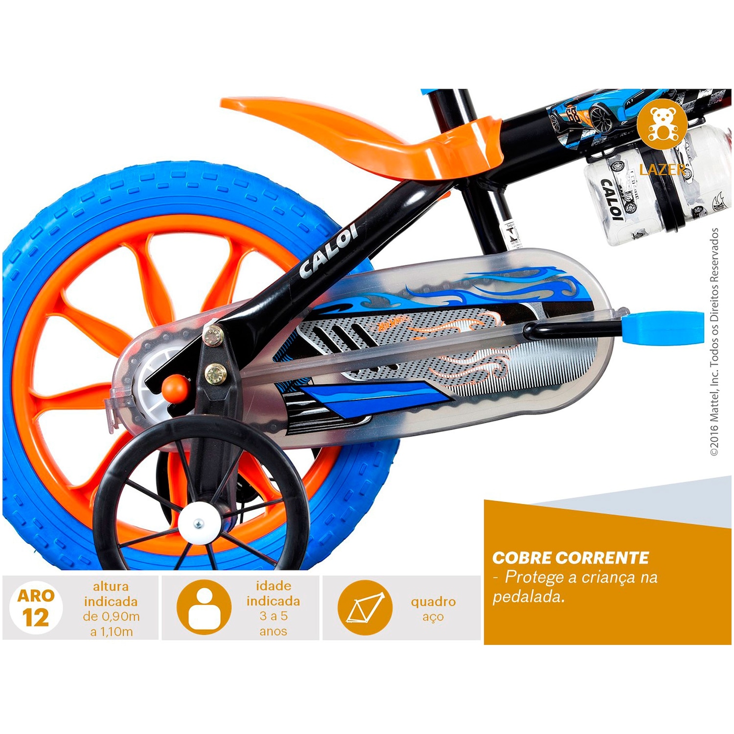 Bicicleta Caloi Hot Wheels - Aro 12 - Freio a Tambor - Masculina - Infantil - Foto 2