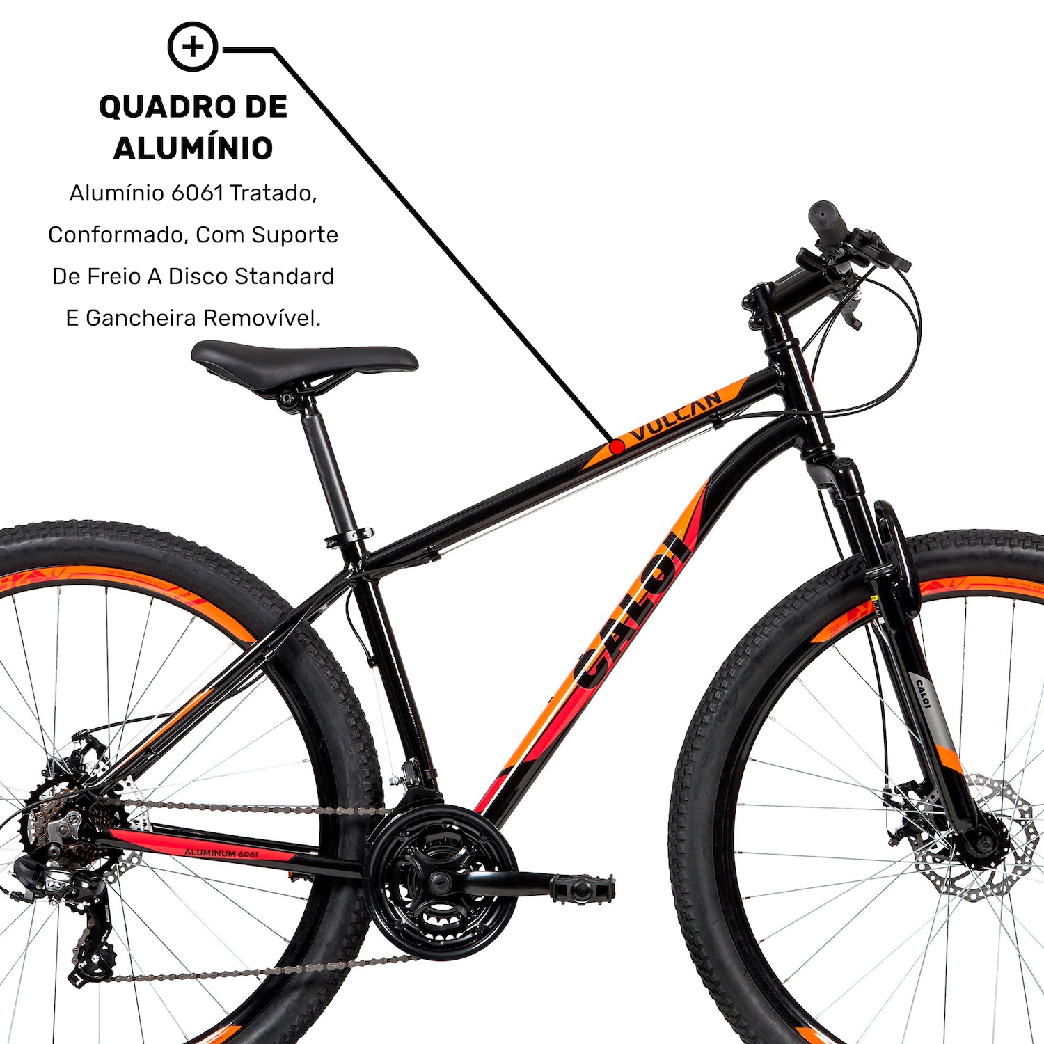 Mountain Bike Caloi Vulcan - Aro 29 - Freio a Disco Mecânico - Câmbio Traseiro Shimano - 21 Marchas - Foto 4