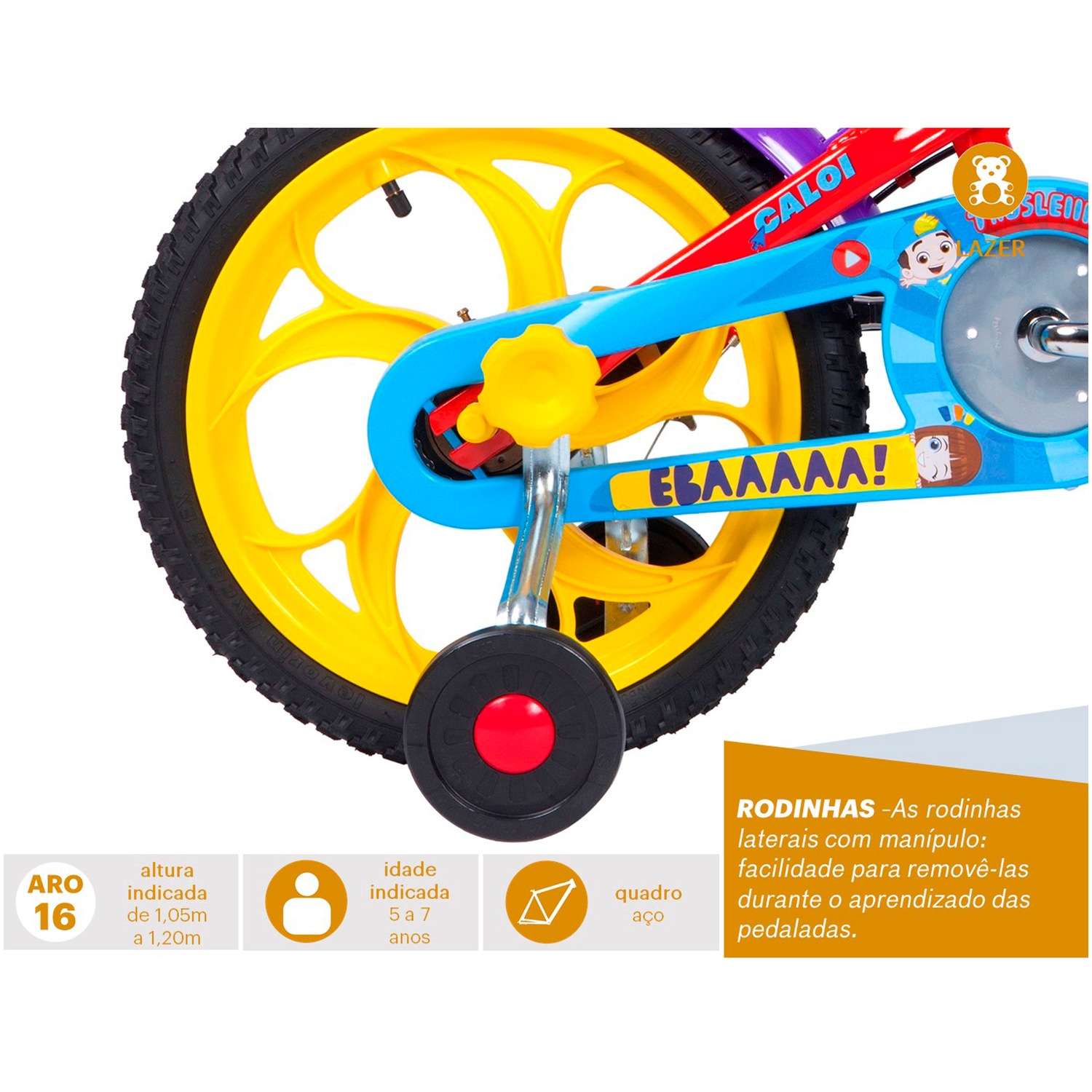 Bicicleta Caloi Luccas Neto - Aro 16 - Freios Cantilever - Infantil - Foto 4