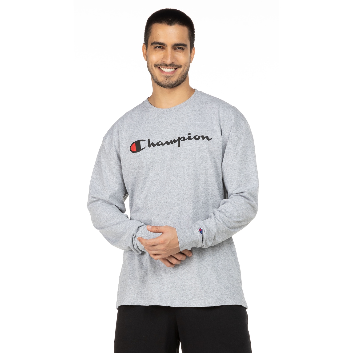 Camiseta Manga Longa Champion Masculina Gola Careca - Foto 2