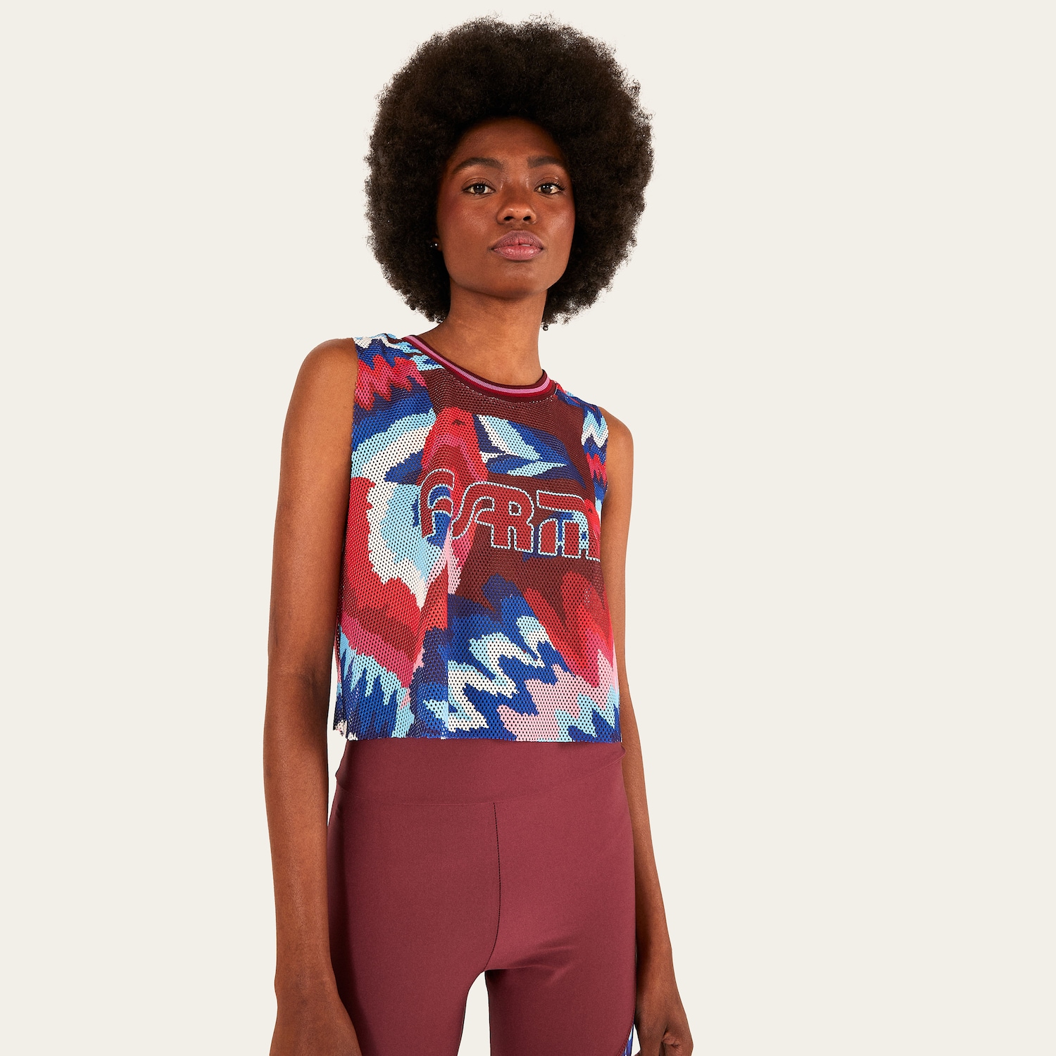 Camiseta Regata Feminina Farm Tela Chevron Tucanos - Foto 1