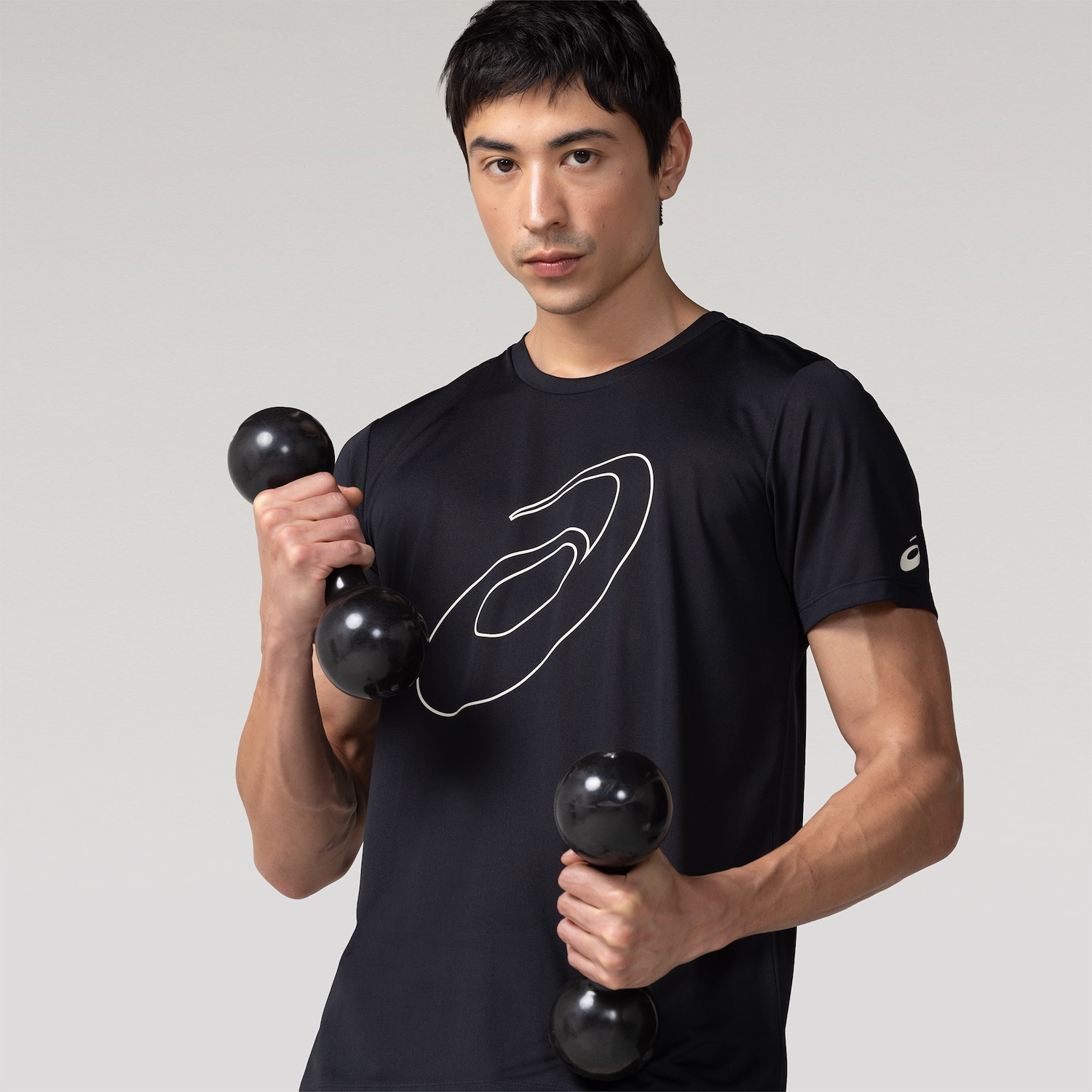 Camiseta ASICS Manga Curta Logo Espiral Crepe - Masculina - Foto 1